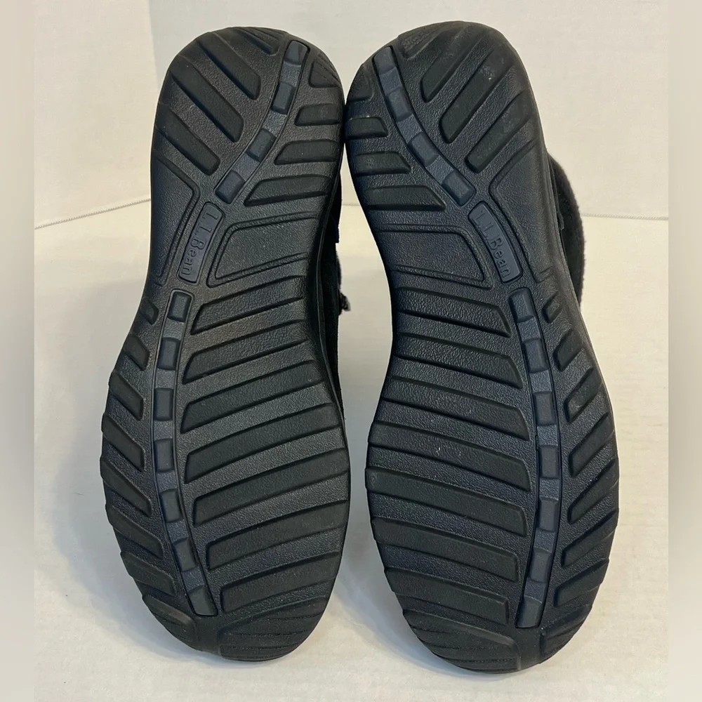 L.L. Bean Womens Suede Side‎ Zip Round Toe Mid Calf Black Winter Boots Sz 11